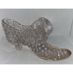 1 FENTON Opalescent Cat Head Slipper/Shoe In The Hobnail Pattern